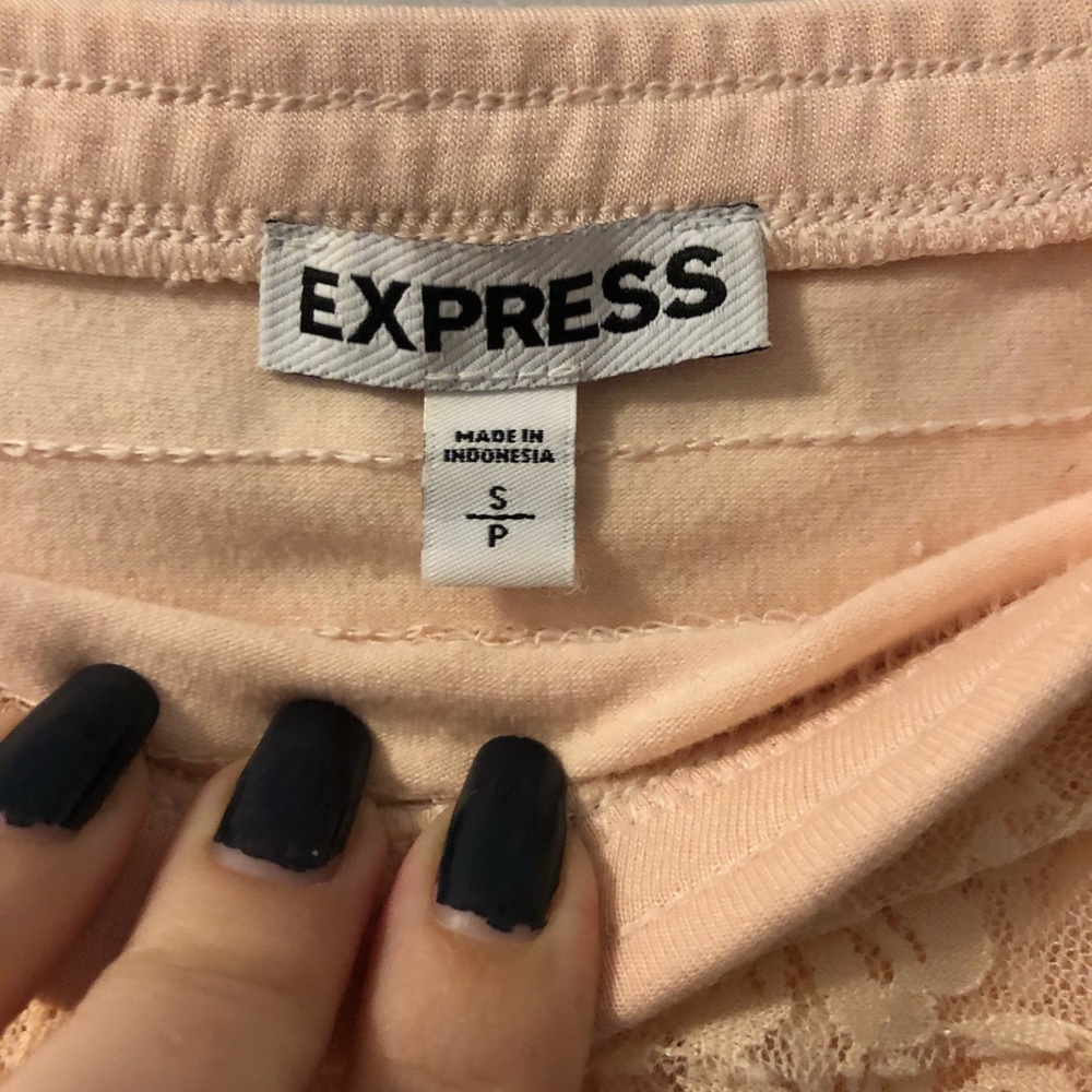 Express Strapless Pink Ruffle Lace Dress - Picture 4 of 4